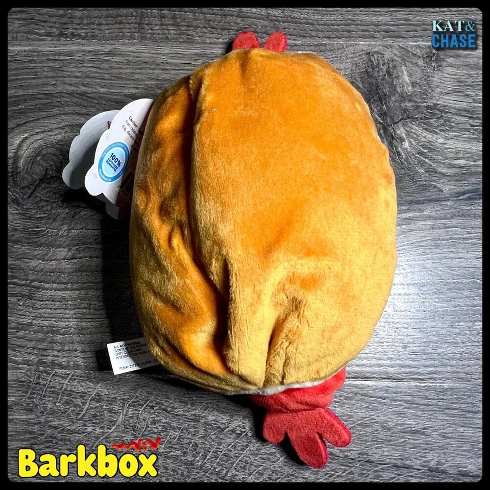 NWT Bark Box Frank Flirter L Dog Toy Large Barkyard BBQ Crinkle Squeak Hot Dog
